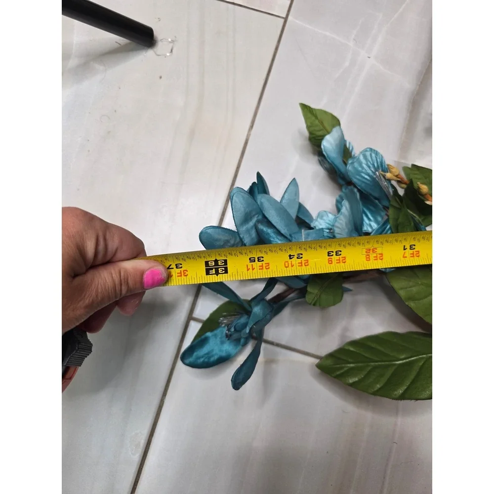 Large‎ Teal & White Floral Wall Decor Metal Flower Wall Art 37